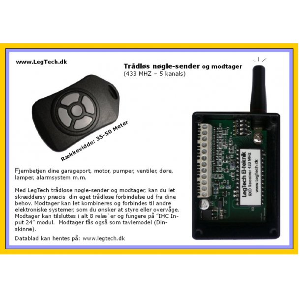 Trådløs Key Transmitter & Receiver Trådløse Sæt LEGTECH.DK